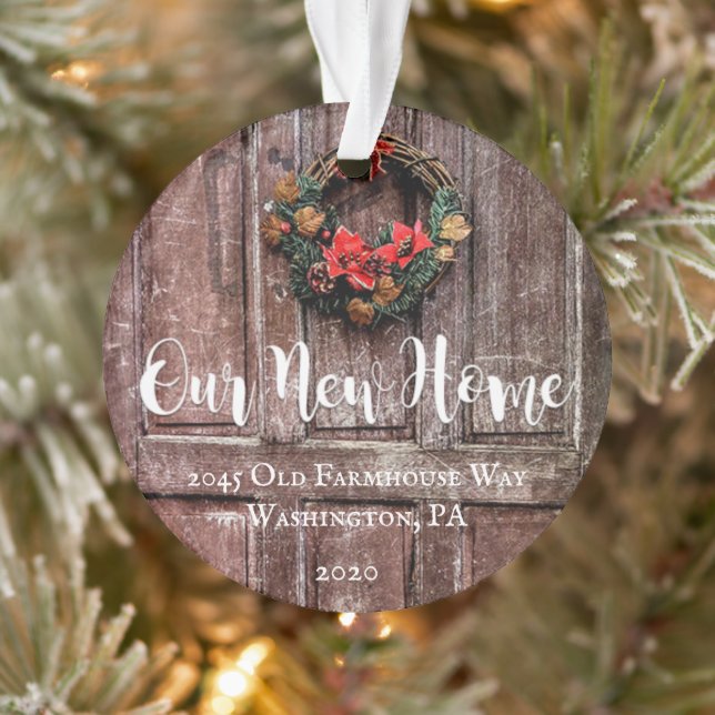 Rustic Farmhouse Door New Home Custom Christmas Ornament (Tree)