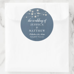 Rustic Farmhouse Dusty Blue Lights Classic Round Sticker