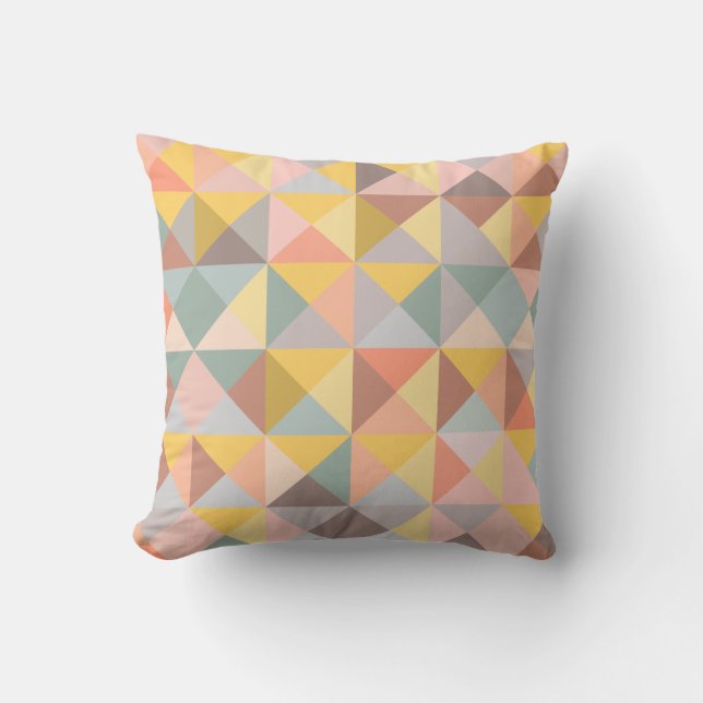 Rustic Farmhouse Earthy Yellow Brown Geometric Throw Pillow (Front)