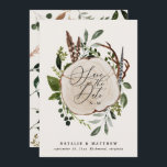 Rustic farmhouse elegant fall wedding save the date<br><div class="desc">Rustic wedding wood slice and floral save the date invite. With beautiful watercolor details. This modern wedding invite is sure to set the style for your big day.</div>