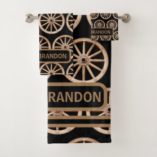Rustic Farmhouse Elegant Old-Fashion Family Name Bath Towel Set