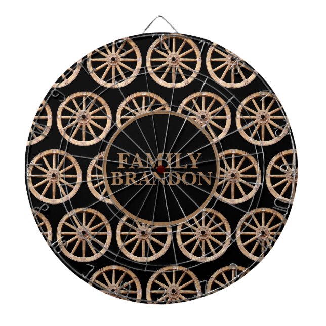 Rustic Farmhouse Elegant Old-Fashion Wooden Wheel  Dartboard (Front)