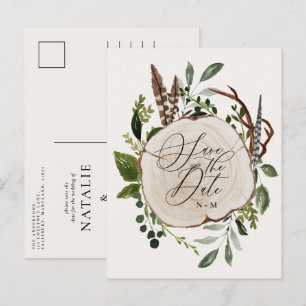 Rustic farmhouse elegant wedding announcement postcard