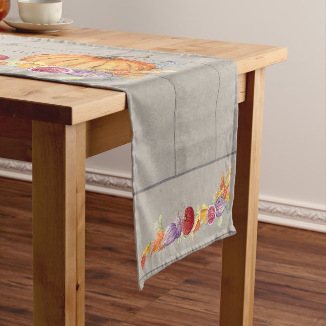 Rustic Farmhouse Fall in the Air Pumpkin Harvest Short Table Runner (In Situ)