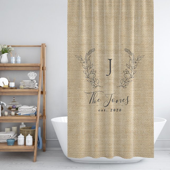 Rustic farmhouse family monogrammed faux burlap (Creator Uploaded)