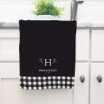 Rustic Farmhouse Family Name Monogram Kitchen Towel<br><div class="desc">Featuring initial monogram surrounded by branches along with a last name and established date, and beautiful farmhouse plaid. Add your custom wording to this design by using the "Edit this design template" boxes on the right-hand side of the item or click the blue "Customize it" button to arrange the text,...</div>
