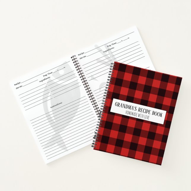 Rustic Farmhouse Flannel Grandma's Recipe Book (Inside)