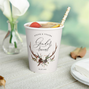 Rustic farmhouse gender reveal stag baby shower pa paper cups