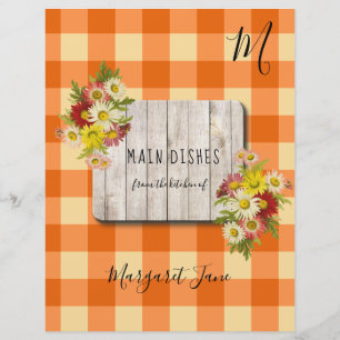 Rustic farmhouse gingham recipe organizer divider