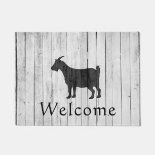 Rustic Farmhouse Goat Welcome Wood Panel Doormat