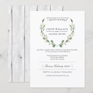 Rustic Farmhouse Greenery | Elegant Wedding Invitation