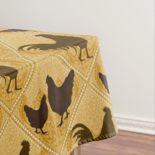 Rustic Farmhouse Hen Pattern – In Yellow  Tablecloth