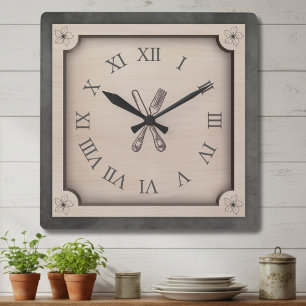 Rustic Farmhouse Kitchen Roman Numeral Wall Clock