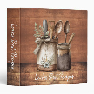 Rustic Farmhouse Kitchen Utensils Recipe Binder