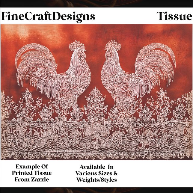 Rustic Farmhouse Lace Roosters EJ9 Decoupage Tissue Paper (Creator Uploaded)
