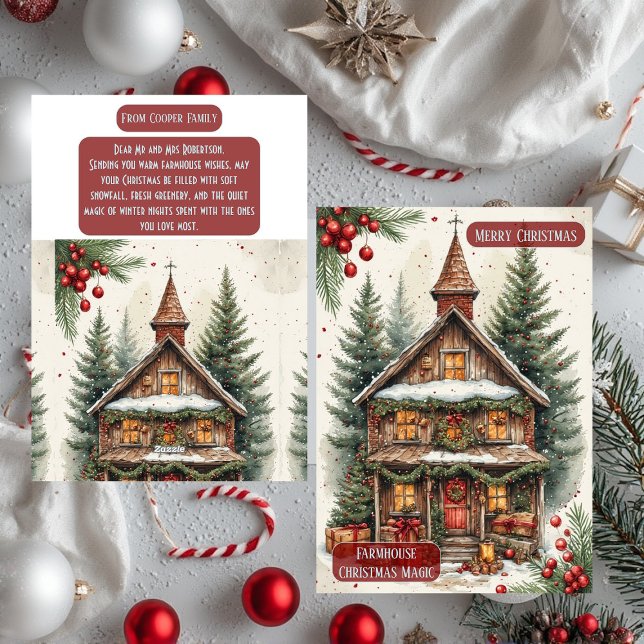 Rustic Farmhouse Magic Christmas Cottage Decor Holiday Card (Elegant Rustic Farmhouse Magic Christmas Cottage Decor Holiday Card)