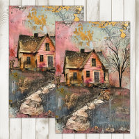 RUSTIC FARMHOUSE MIXED MEDIA ART DECOUPAGE