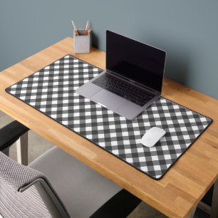 Rustic Farmhouse Monochrome Buffalo Check Geometri Desk Mat
