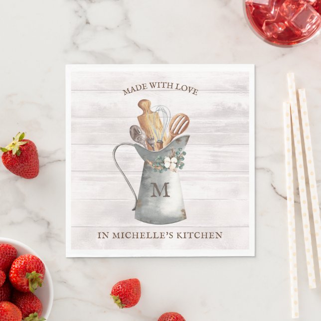 Rustic Farmhouse Name Paper Napkin (Insitu)