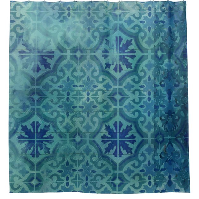 Rustic Farmhouse Old Havana Tile Pattern Beach (Front)