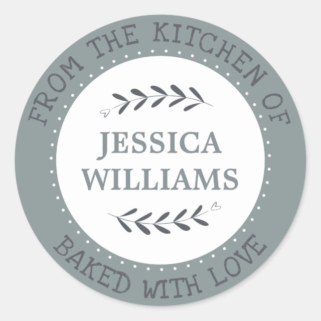 Rustic Farmhouse Personalized Baking Gift Classic Round Sticker (Front)