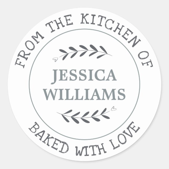 Rustic Farmhouse Personalized Baking Gift Classic Round Sticker (Front)