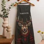 Rustic Farmhouse Plaid Deer And Green Apron<br><div class="desc">Embrace the cozy charm of the countryside with our Rustic Farmhouse Plaid Deer And Green design. This delightful pattern features a majestic deer silhouette against a backdrop of classic plaid in warm, earthy tones. Perfect for adding a touch of rustic elegance to your home decor or accessorizing with a country-inspired...</div>