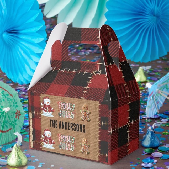 Rustic Farmhouse Red Buffalo Plaid Christmas  Favor Box (Party)
