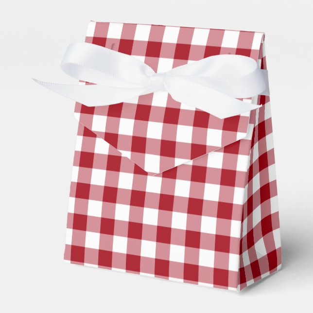 Rustic Farmhouse Red Checks Pattern Favor Box (Front Side)