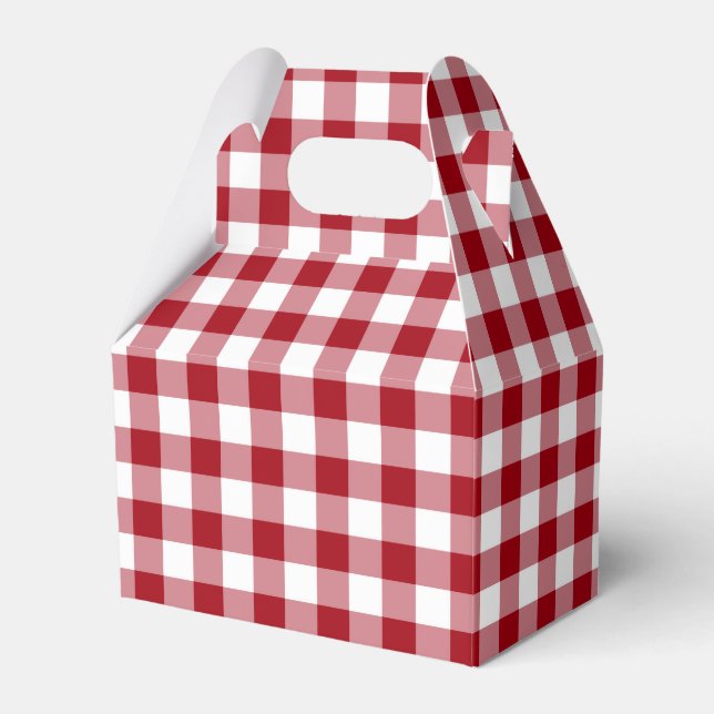 Rustic Farmhouse Red Checks Pattern  Favor Box (Front Side)