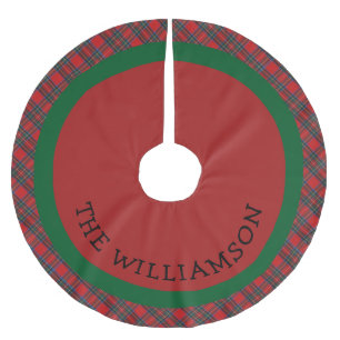 Rustic Farmhouse Red Green Buffalo Plaid Christmas Brushed Polyester Tree Skirt