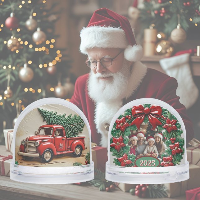 Rustic Farmhouse Red Truck Customizable  Snowglobe (Creator Uploaded)