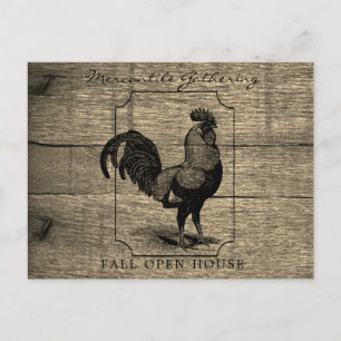 Rustic Farmhouse Rooster Barnwood Postcard