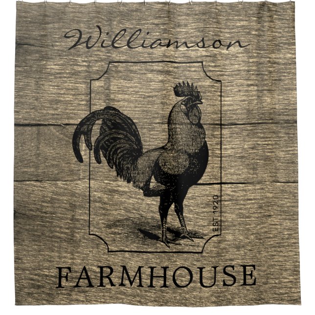 Rustic Farmhouse Rooster Family Name Barn Wood  (Front)