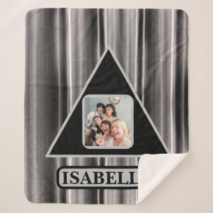 Rustic Farmhouse Sliver Country Family Photo Name Sherpa Blanket