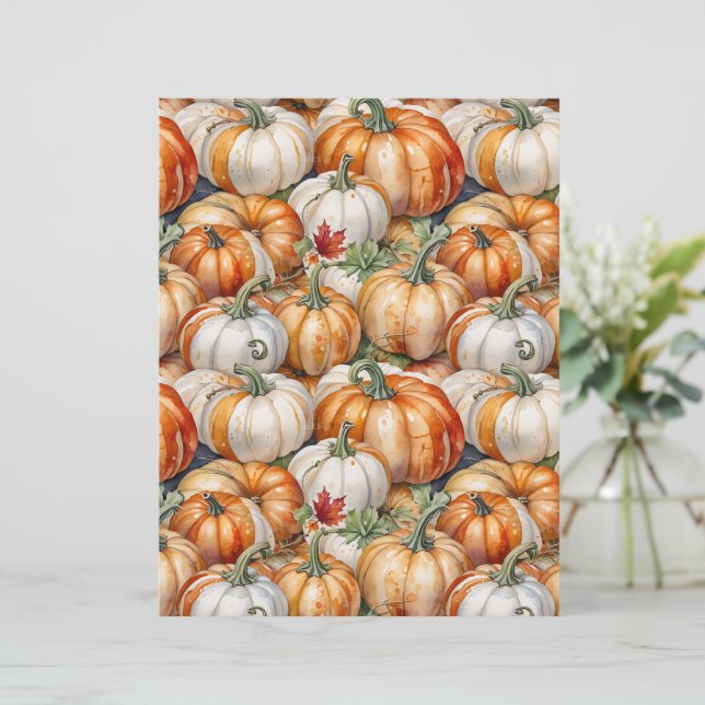 Rustic Farmhouse Style Pumpkin Pattern Paper (Standing Front)