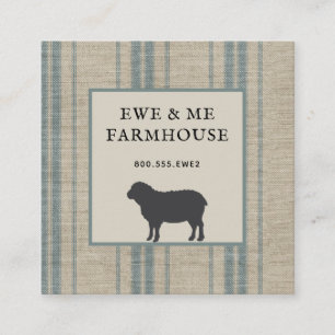 Rustic Farmhouse Style Sheep Ticking  Square Business Card