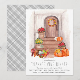 Rustic Farmhouse Thanksgiving Dinner Invitation