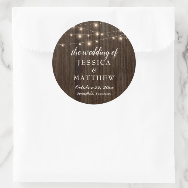 Rustic Farmhouse Twinkling Lights Classic Round Sticker (Bag)