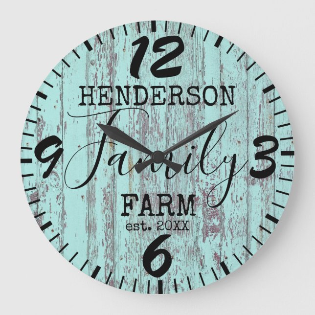 Rustic Farmhouse Vintage Wooden Distressed Family Large Clock (Front)