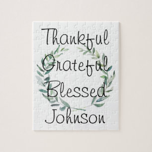 Rustic Farmhouse Watercolor Magnolia Wreath Design Jigsaw Puzzle