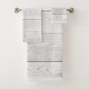 Rustic Farmhouse White Wood Planks Bath Towel Set