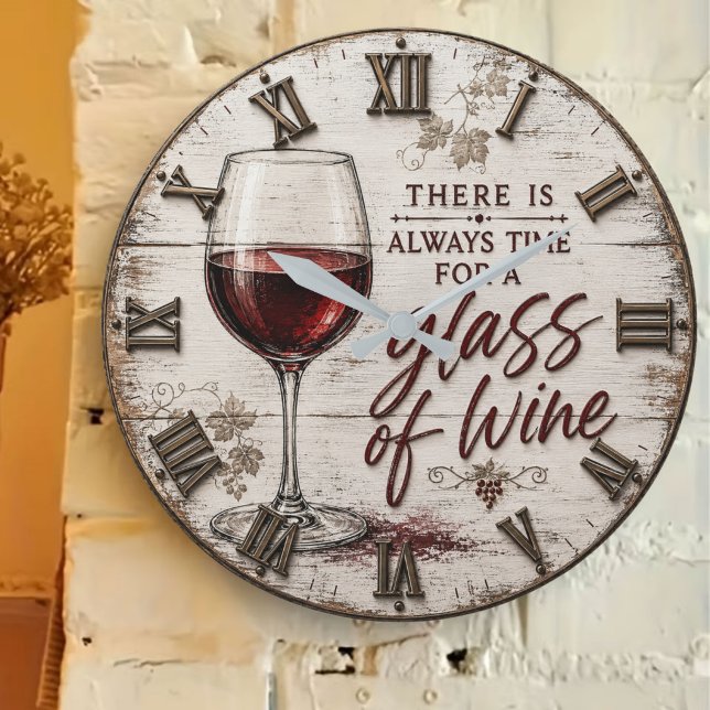 Rustic Farmhouse Wine Lover Gift Large Clock (Creator Uploaded)