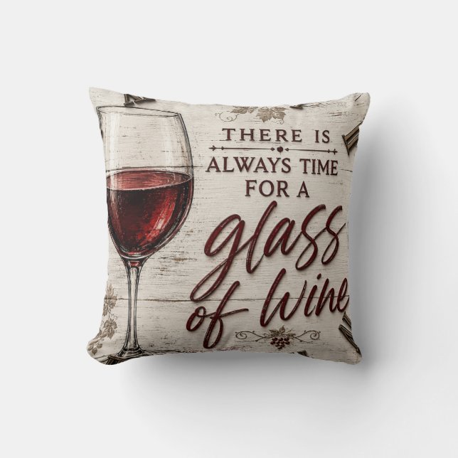 Rustic Farmhouse Wine Lover Gift Throw Pillow (Front)