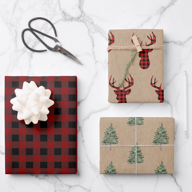 Rustic Farmhouse wrapping kraft Christmas paper (Front)