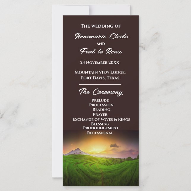 Rustic Farmland Sunrise/Sunset Ceremony Program (Front)