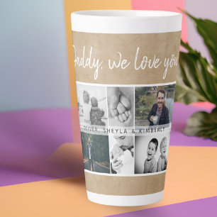 Rustic Father with Kids Family Dad Photo Collage Latte Mug