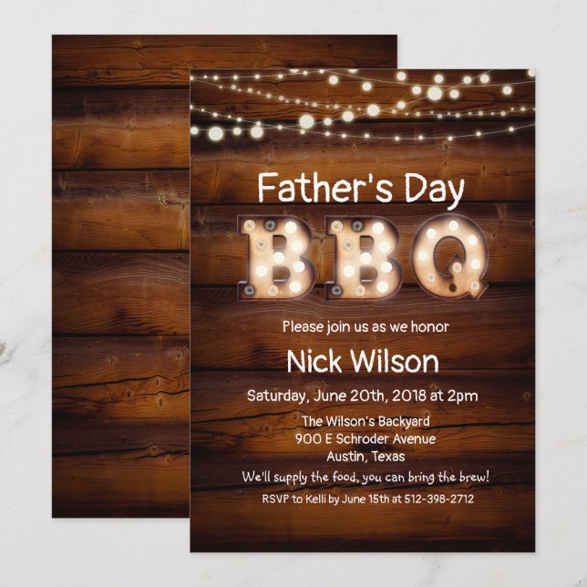 Rustic Father's Day BBQ Invitation (Front/Back)