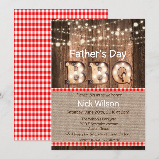 Rustic Father's Day BBQ Invitation (Front/Back)
