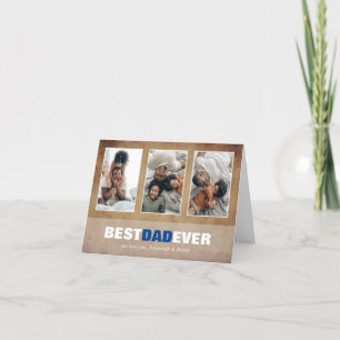 Rustic Father's Day Three Photo Collage Holiday Card